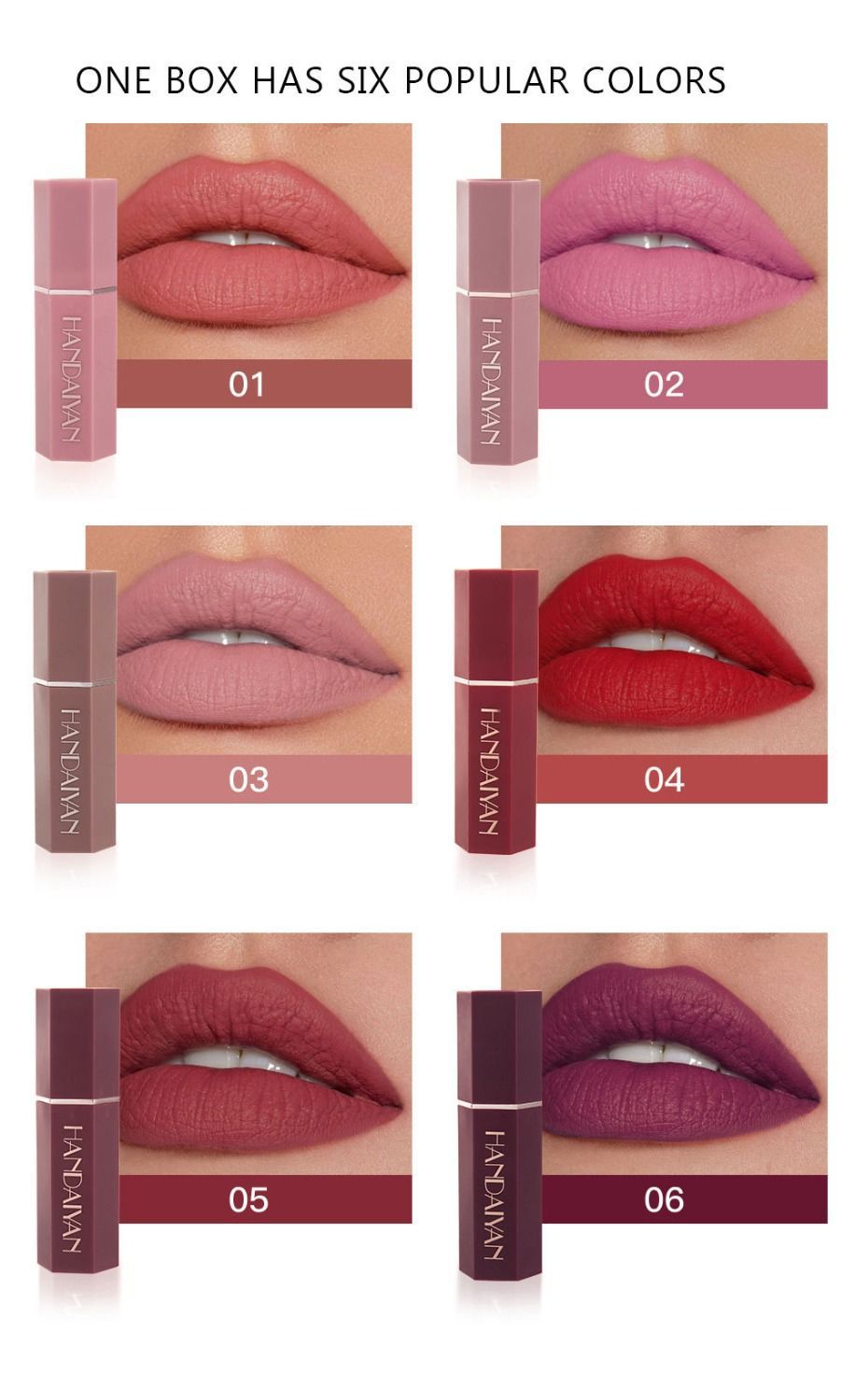 Set De Labiales Matte Lipstick X6