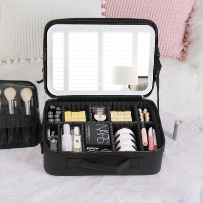 Estuche de Maquillaje Multifuncional con Espejo 4K y Luces LED Ajustables - ¡Tu Estudio de Belleza Portátil!