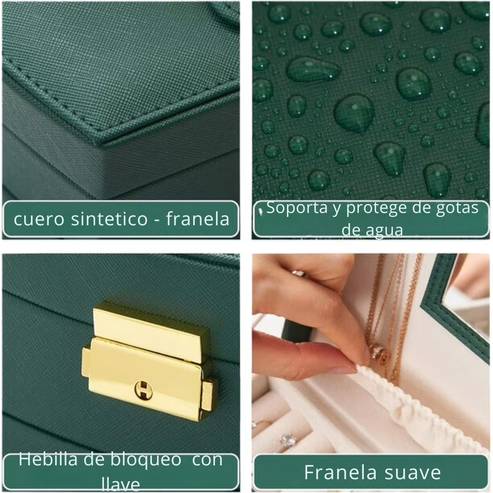 Joyero de Lujo 2 Niveles con Espejo y Llave - Elegancia y Seguridad para tus Joyas