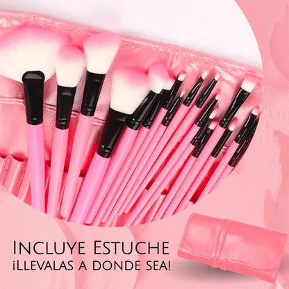 Set De Brochas X 24 Estuche Rosado